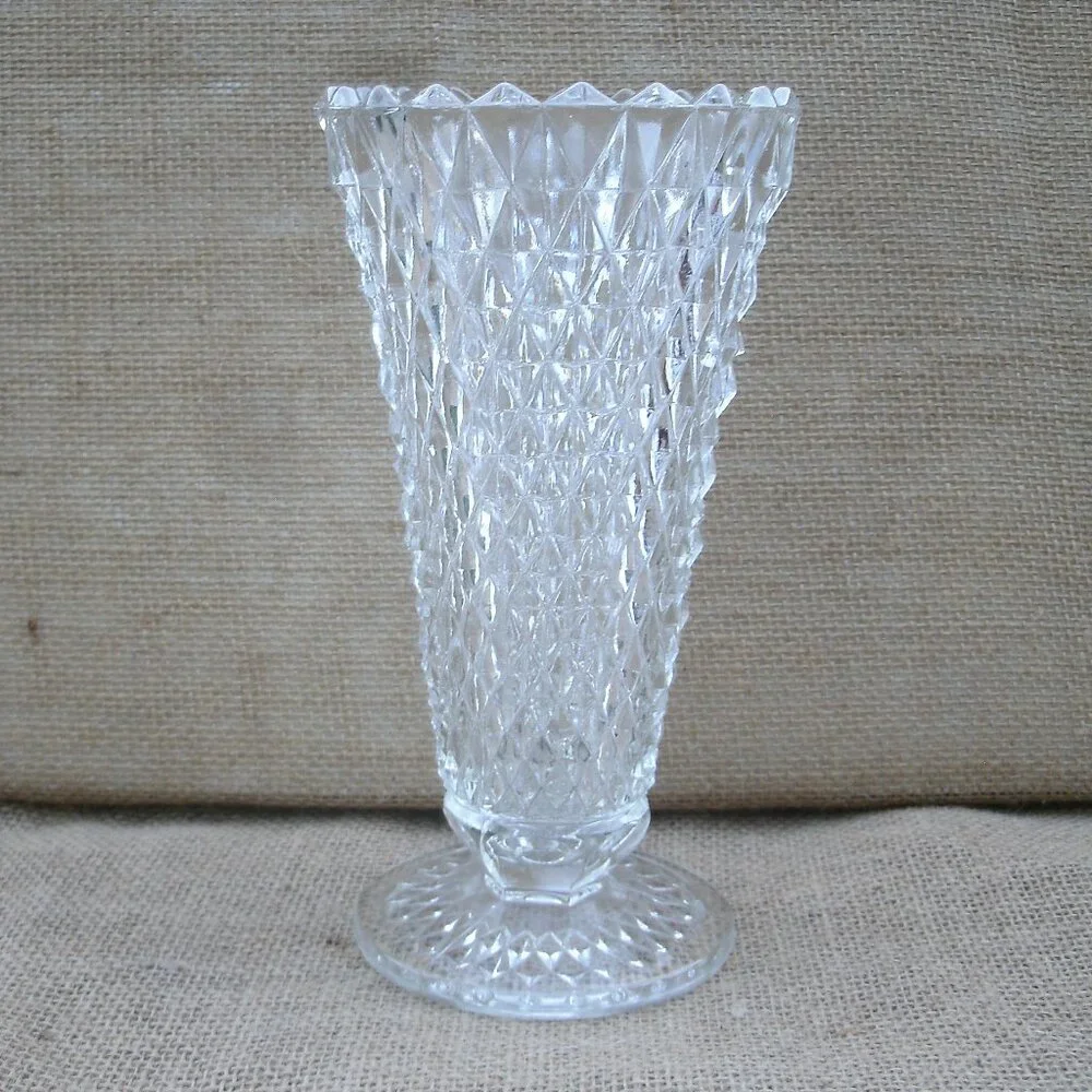 Vintage Indiana Glass Diamond Point Vase